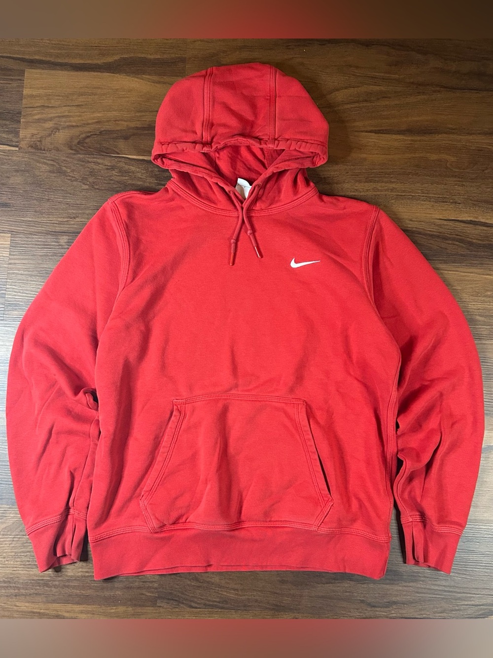 Nike Red Men's Hoodie with White Swoosh